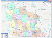 Manchester-Nashua Metro Area Wall Map Color Cast Style
